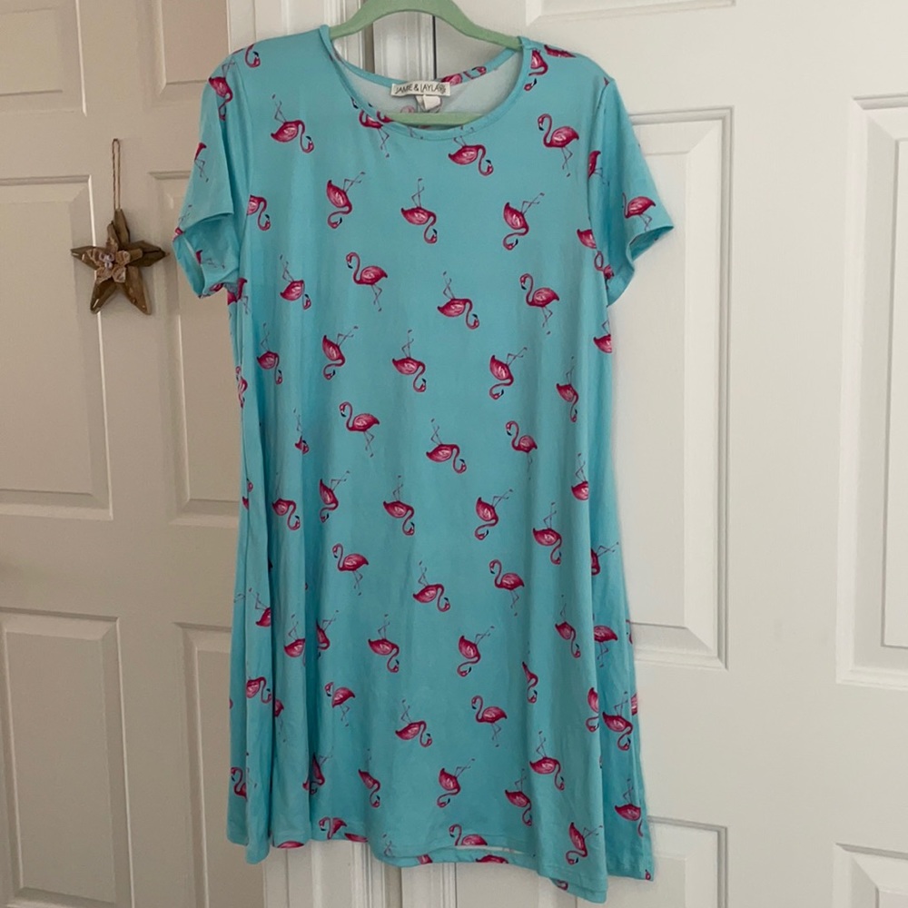 Blue Flamingo Dress